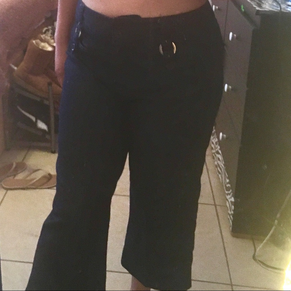 Navy Capri bell bottom shorts